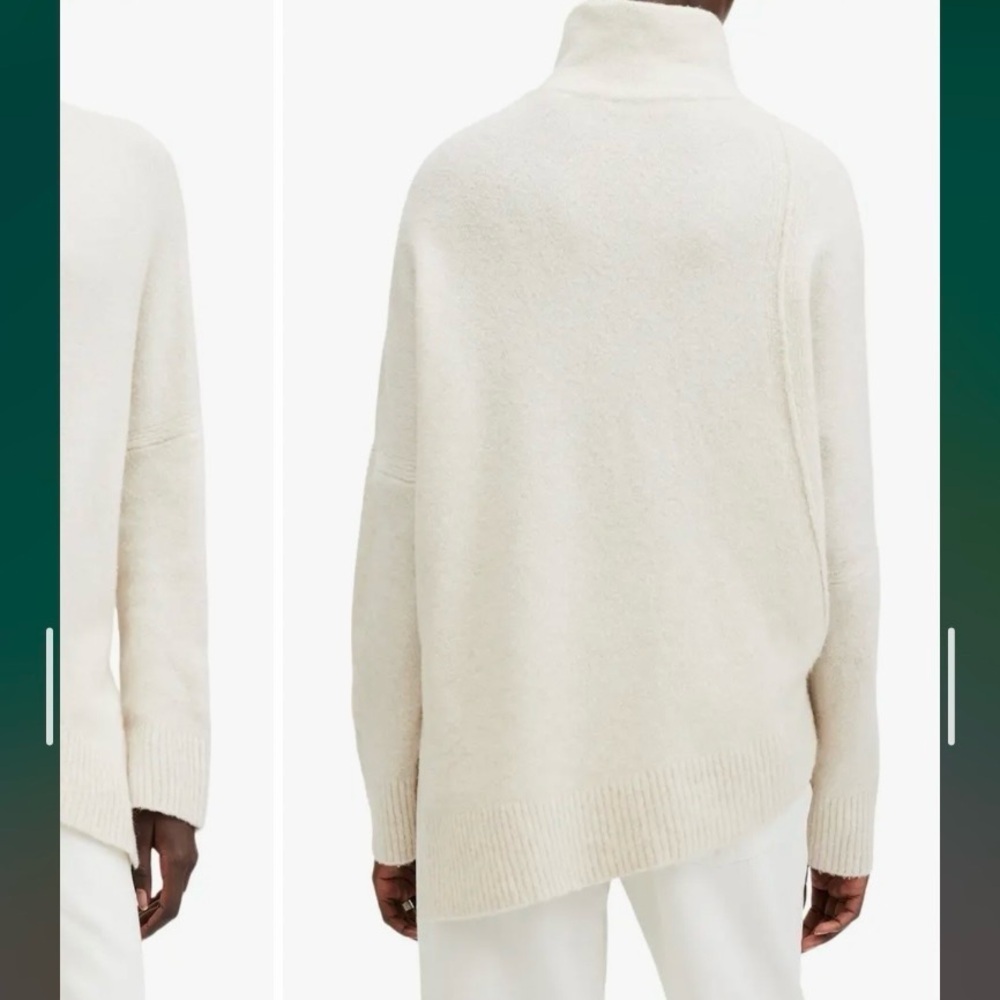 AllSaints Lock Roll Neck Asymmetric Sweater in Chalk White Size XS - Picture 2 of 9